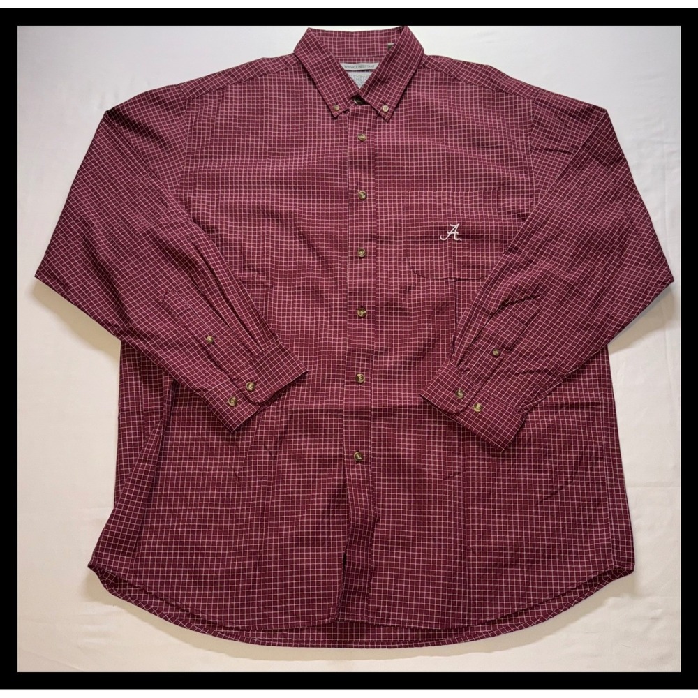 Campus Specialties Button Down Shirt Mens XL Burgundy Grid Alabama Crimson Tide
